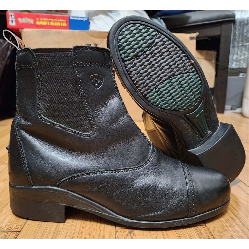 ARIAT Heritage IV Center Zip Paddock Black Leather Riding Boots Women 5 10001834
